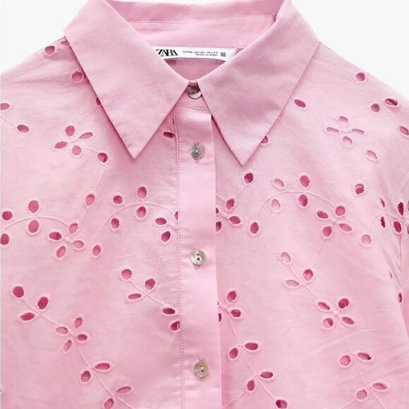 ZARA OPENWORK EMBROIDERY SHIRT - Picture 12 of 12